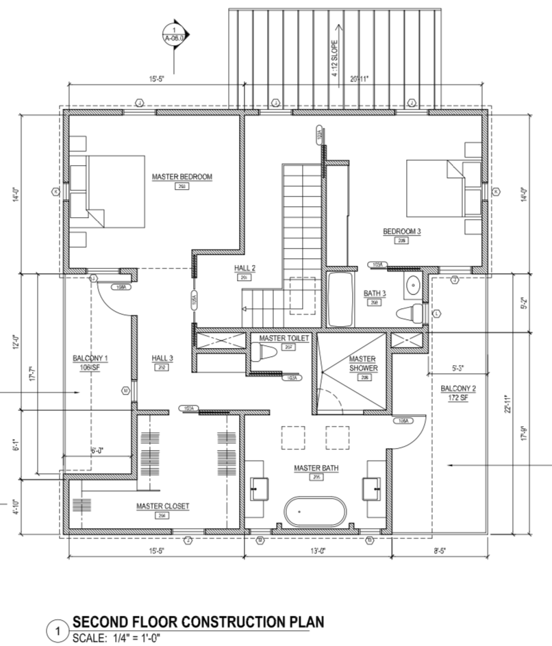 Floor plan for the 2nd floor of the Palm Modern Farmhouse.